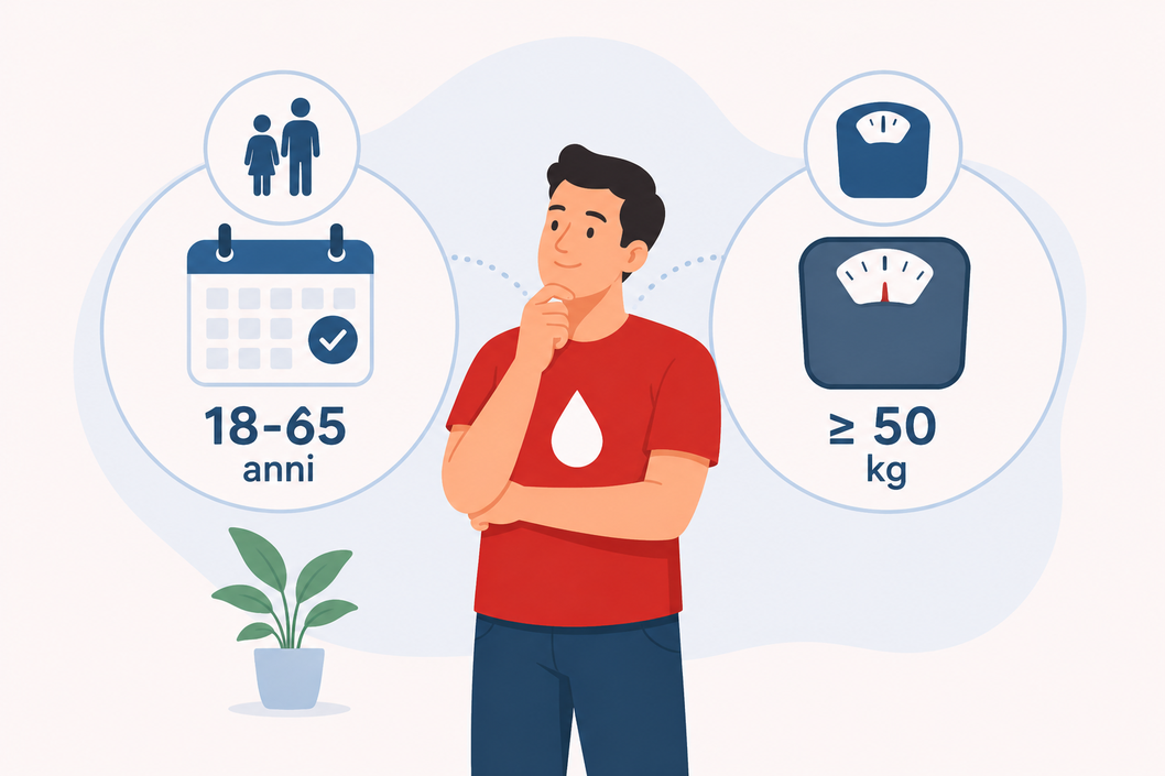 Icone che rappresentano età e peso per i requisiti di donazione di sangue